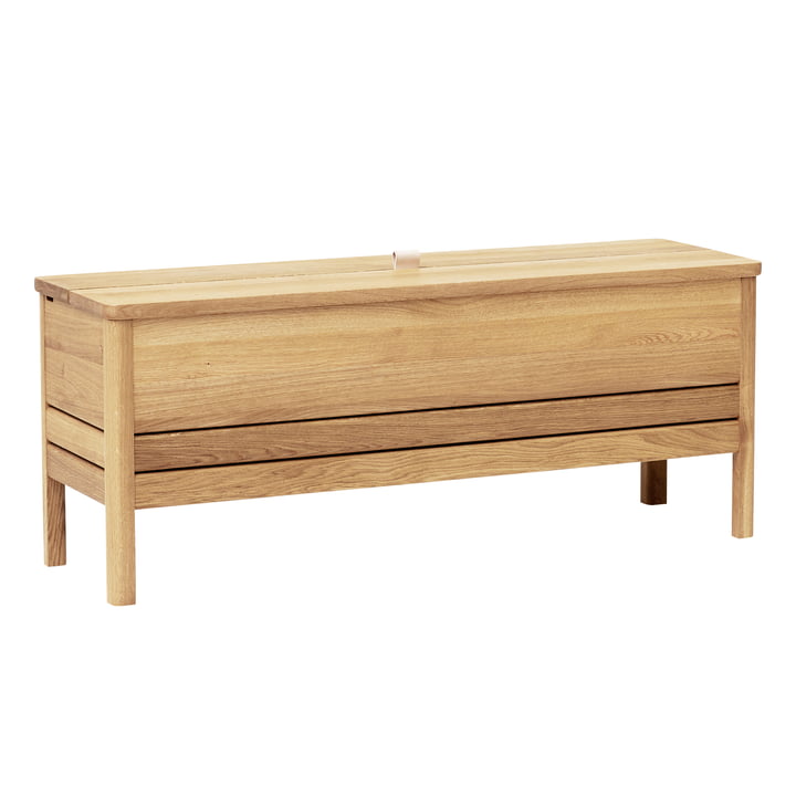 A Line Chest bench, oak white pigmented by Form & Refine