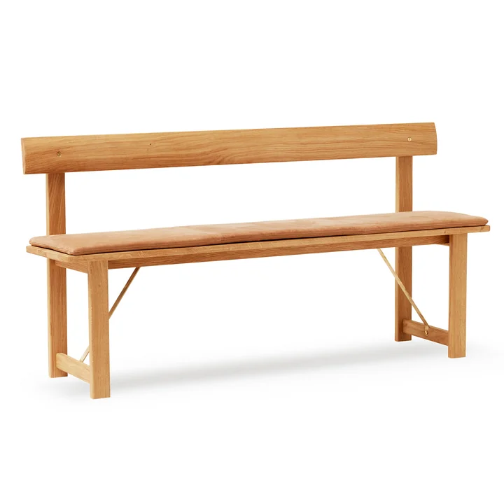Position Bench 155, oak with leather cushions from Form & Refine