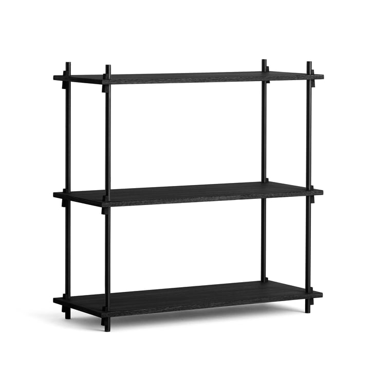 Shelving System Low , oak stained black by Moebe