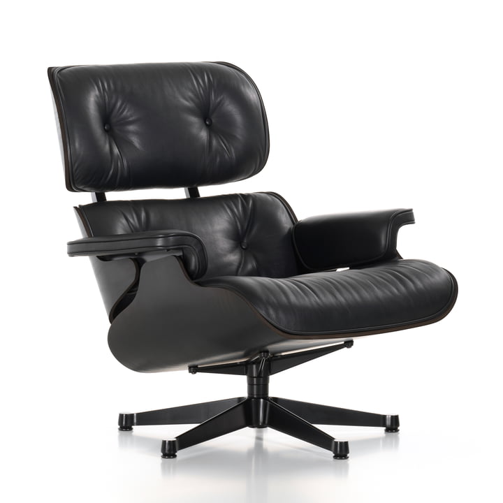 Vitra - Lounge Chair , black, ash black, leather premium nero (new dimensions)