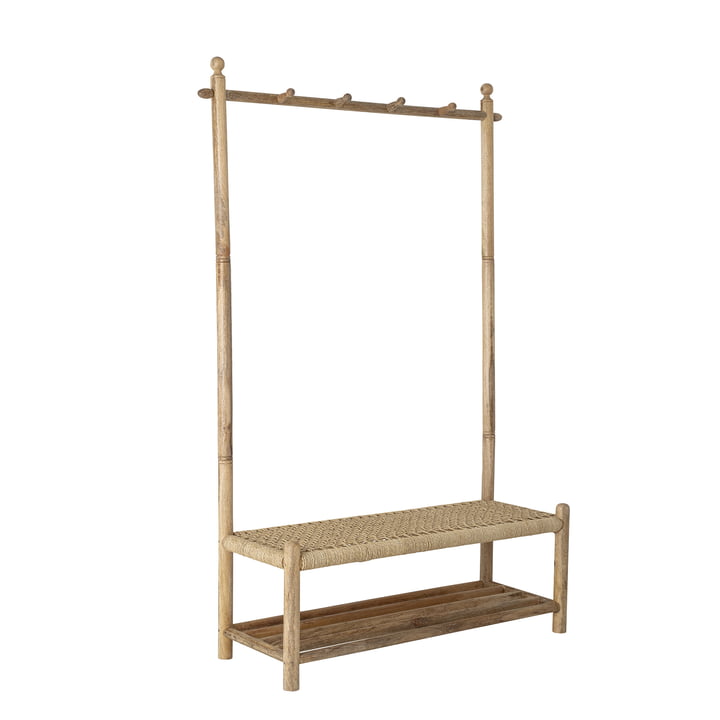 Abel coat rack with bench, cane / natural by Bloomingville