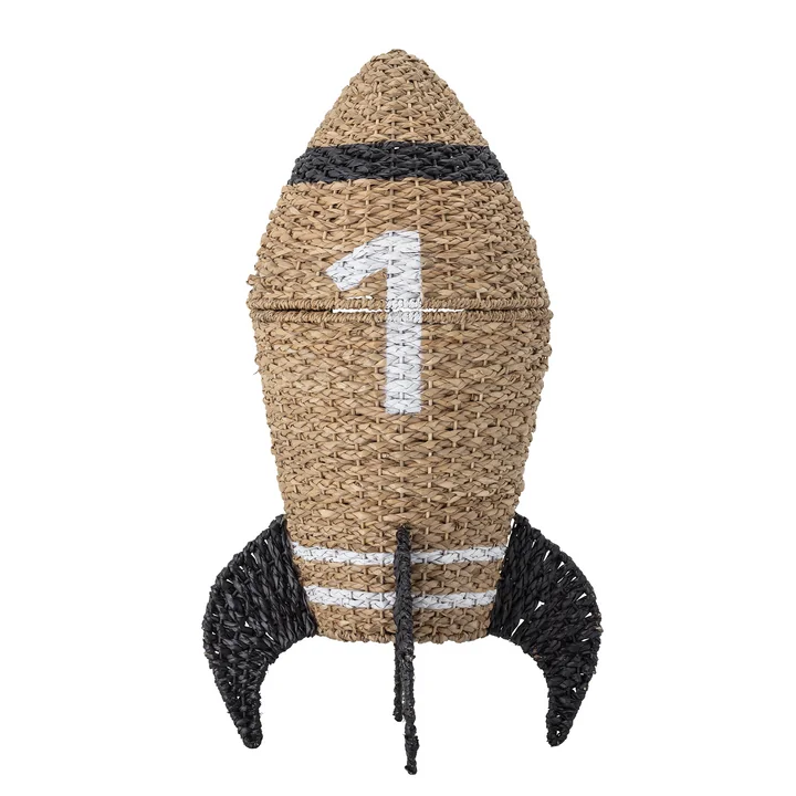 Cosmina seaweed basket with lid, Ø 40 x H 68.5 cm, black from Bloomingville