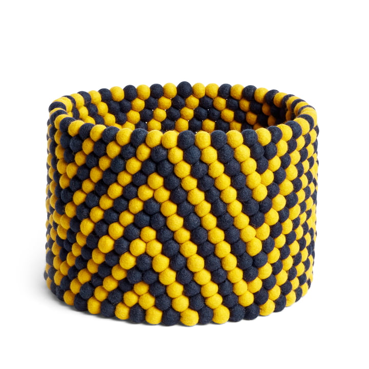 Bead Storage basket, Ø 40 x H 27 cm, herringbone pattern yellow by Hay.