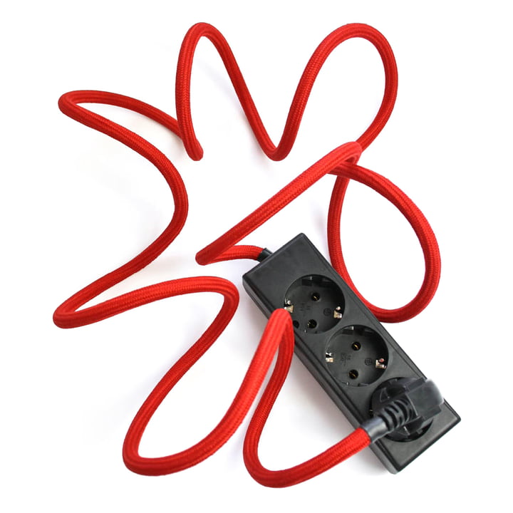 Extension Cord 3-way socket, Rococco Red (TT-23) by NUD Collection