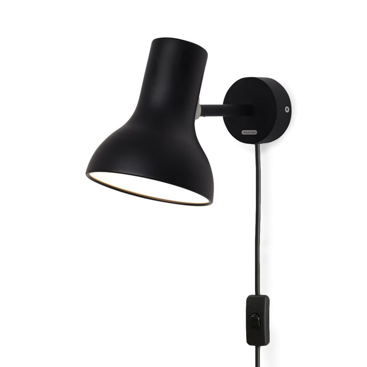 Type 75 Mini Wall lamp, jet black (with cable) from Anglepoise