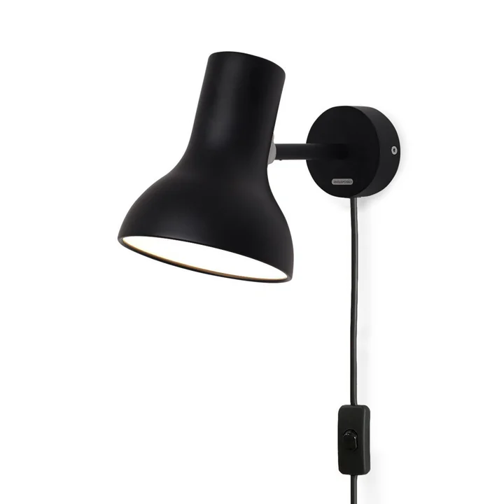 Type 75 Mini Wall lamp, jet black (with cable) from Anglepoise
