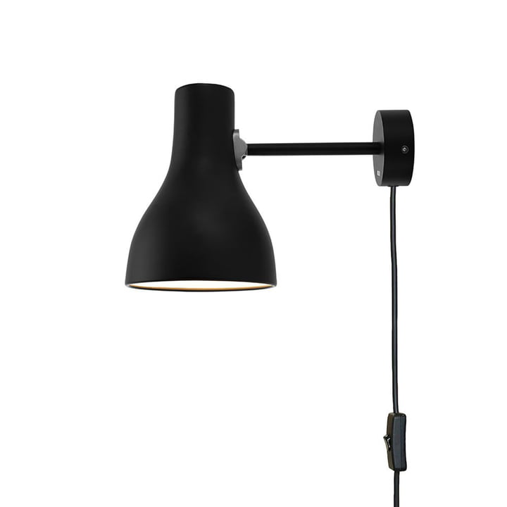 Type 75 Wall lamp, jet black (with cable) from Anglepoise