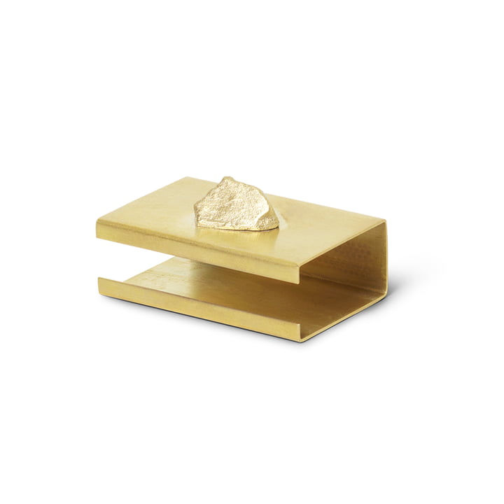 Stone case for matchbox by ferm Living in brass