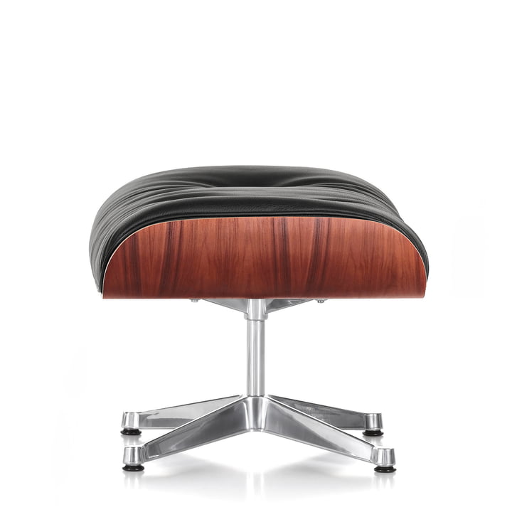 Ottoman by Vitra in polished, Santos rosewood, premium leather nero