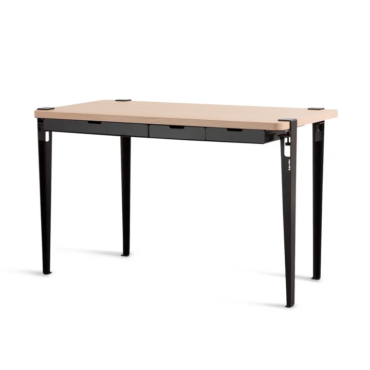 The MONOCHROME desk with drawers, oak / graphite black by TipToe
