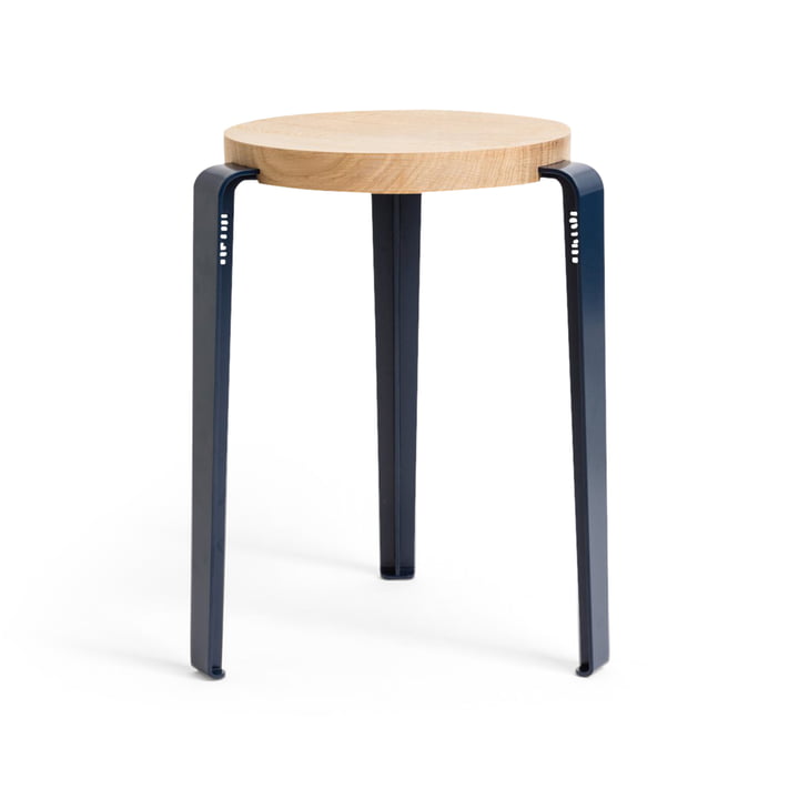 The LOU stool, natural oak / mineral blue from TipToe