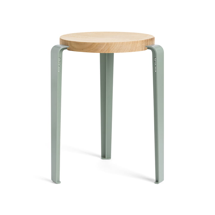 The LOU stool, natural oak / eucalyptus gray from TipToe