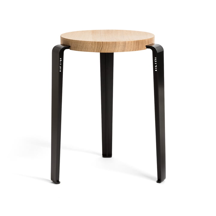 The LOU stool, natural oak / graphite black from TipToe