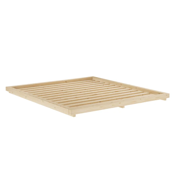 The Dock bed frame with slatted frame, 180 x 200 cm, clear lacquered pine from Karup Design