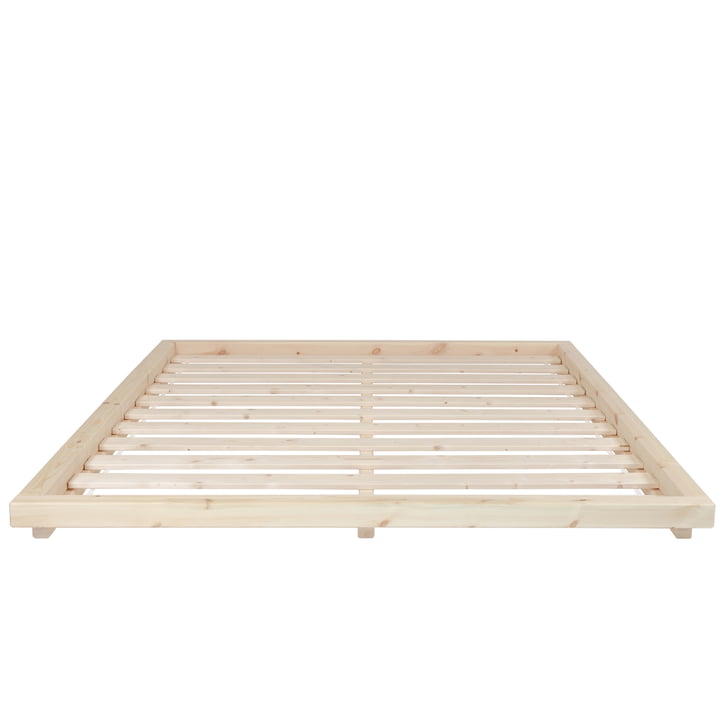 The Dock bed frame with slatted frame, 160 x 200 cm, clear lacquered pine from Karup Design
