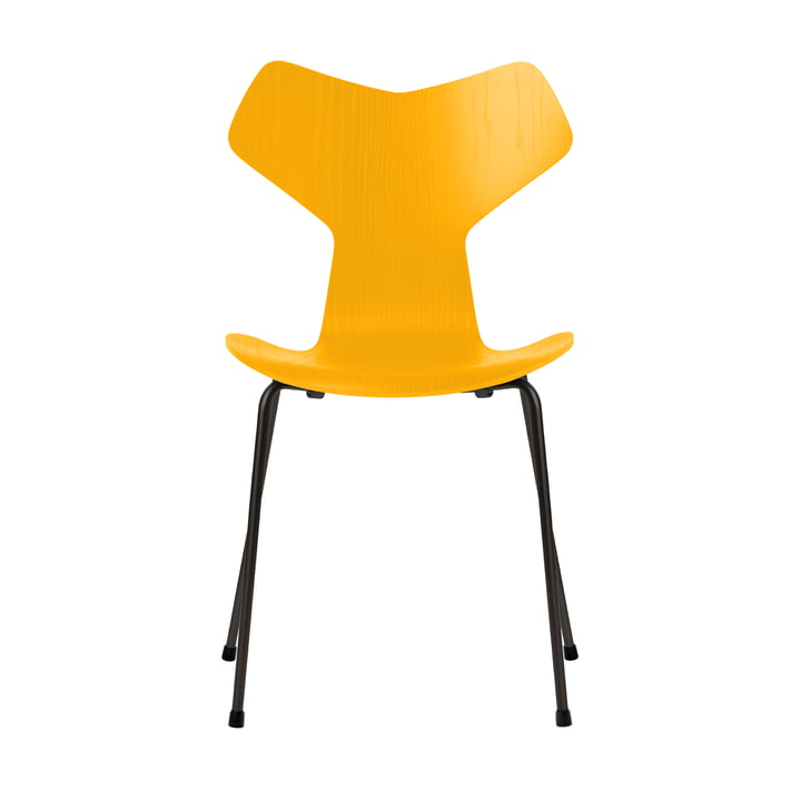 Grand Prix chair by Fritz Hansen in true yellow colored ash / frame black