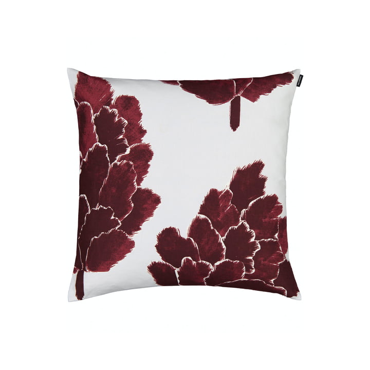 The Käpykukka pillowcase 50 x 50 cm, light gray / wine red by Marimekko