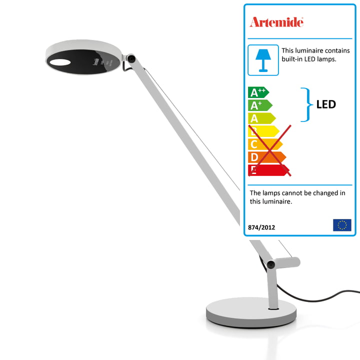 Demetra Micro LED table lamp by Artemide in white
