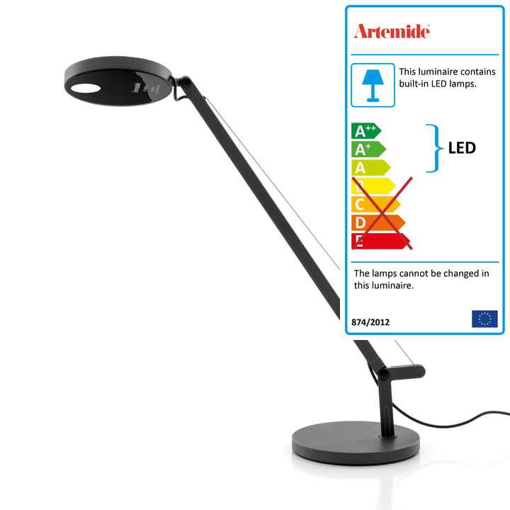 Demetra Micro LED table lamp by Artemide in anthracite