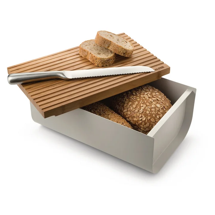 The Mattina bread box with cutting board from Alessi
