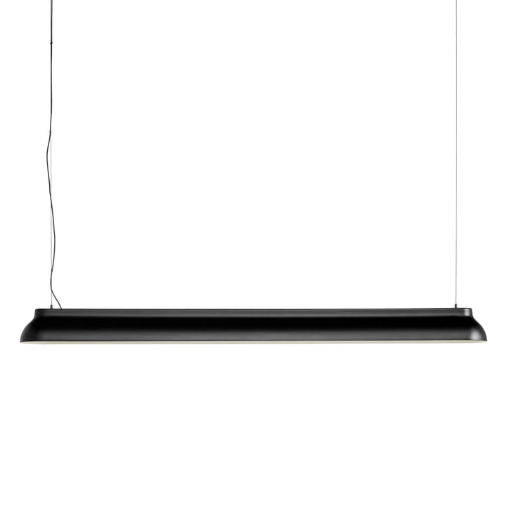 The PC Linear rod pendant light, soft black from Hay