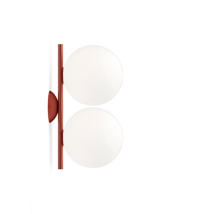 IC C / W1 DOUBLE wall and ceiling lamp, burgundy red by Flos