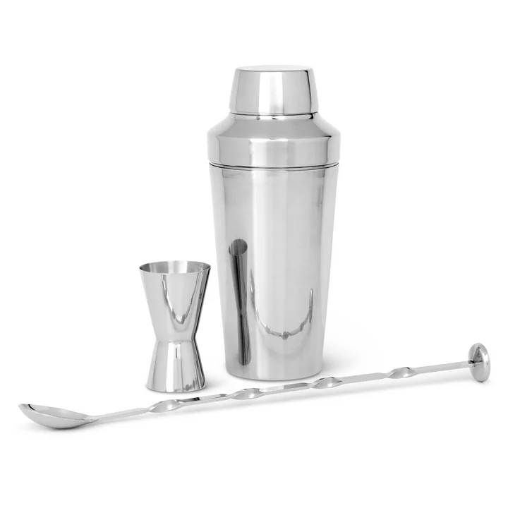 Grand Cru Shaker, bar spoon, and measuring cup