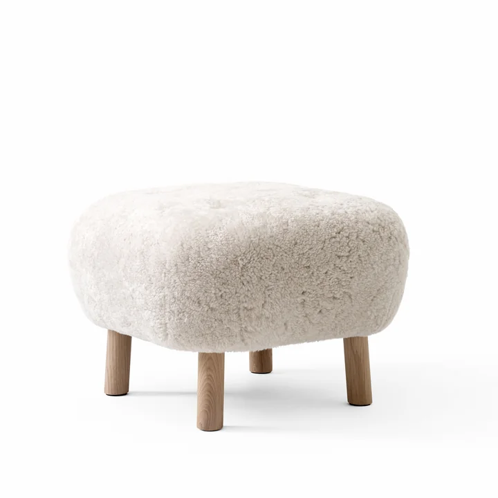 The Pouf ATD1, Sheep Moonlight / Oak white pigmented from & tradtion