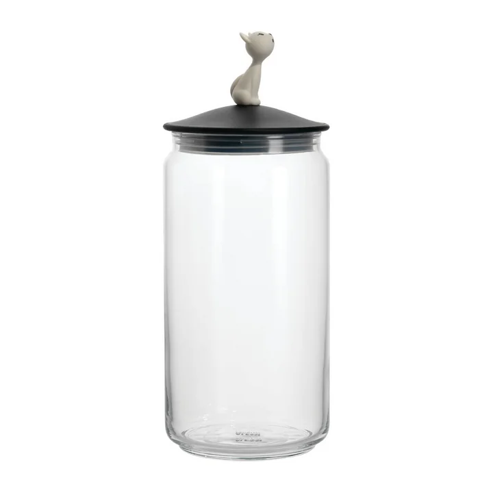 The Miò container for cat food, black by Alessi