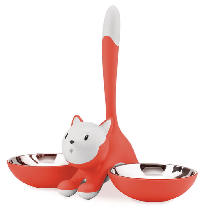 The Tigrito cat bowl, red-orange from Alessi