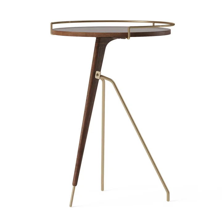 The Umanoff side table Ø 43 / 40 x H 60 cm, walnut / brass from Audo