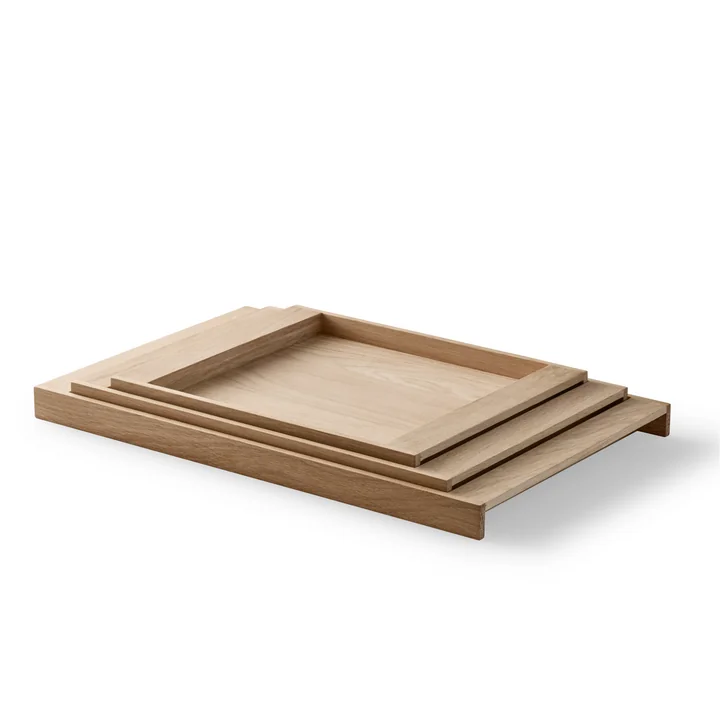 The No. 10 Tray from Skagerak in its various sizes, stacked