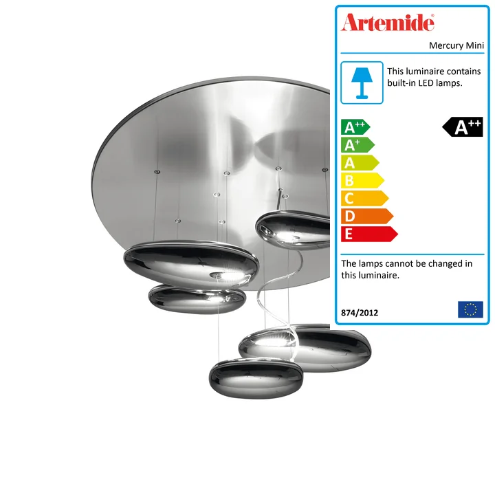 Mercury Mini LED ceiling light, 2700K / polished chrome by Artemide