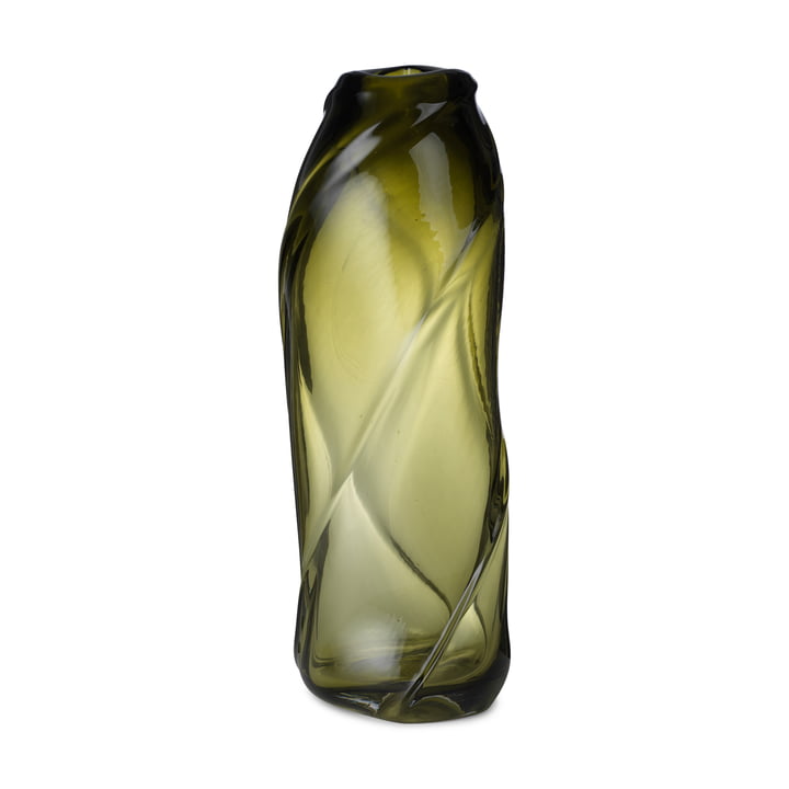 The Water Swirl vase, by ferm Living in moss green