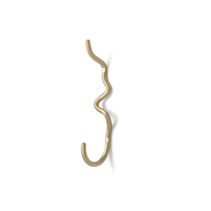 The Curvature Wall hook single by ferm Living in brass