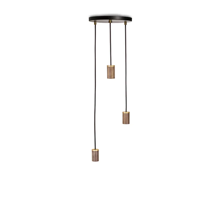 Brass Triple Pendant lamp, black / walnut / brass from Tala