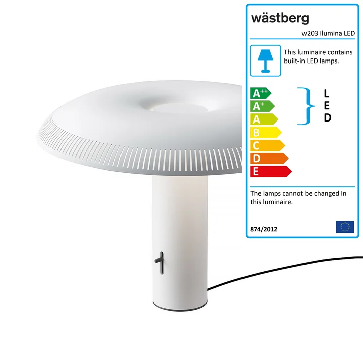 The w203 Ilumina LED table lamp from Wästberg in white