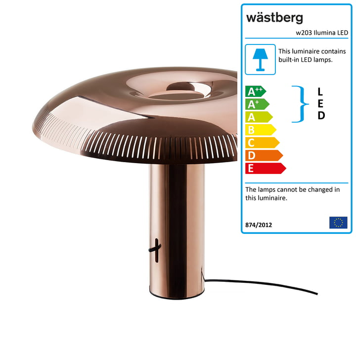 The w203 Ilumina LED table lamp from Wästberg in copper