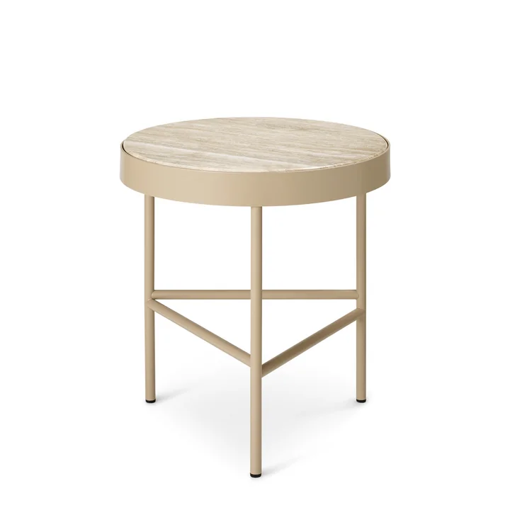 The small Travertine coffee table from Ferm Living in cashmere