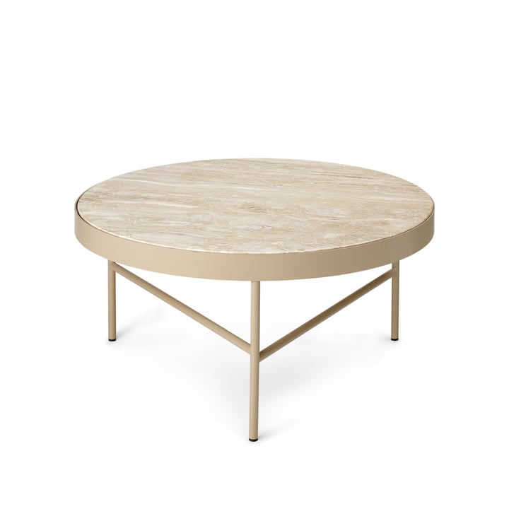 The large Travertine coffee table from ferm Living in cashmere