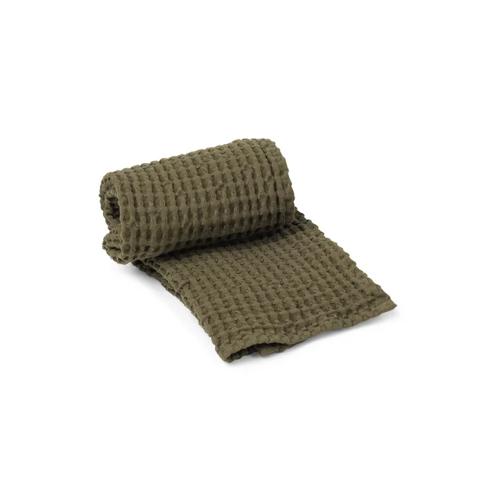 The Organic towel from Ferm Living in olive, 100 x 50 cm