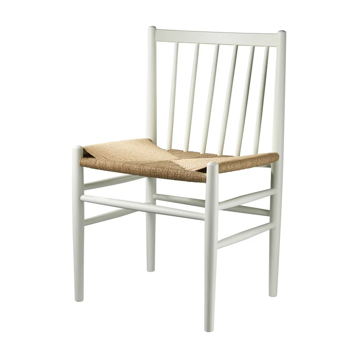 The J80 chair from FDB Møbler in white lacquered beech / natural wickerwork