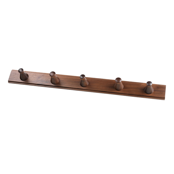 The Q3 Allé wall coat rack from FDB Møbler with 5 hooks in walnut