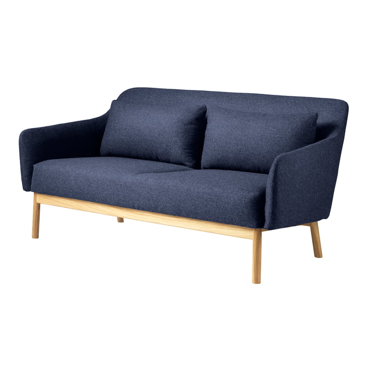 The Gesja 2-seater sofa from FDB Møbler in natural oak / royal blue
