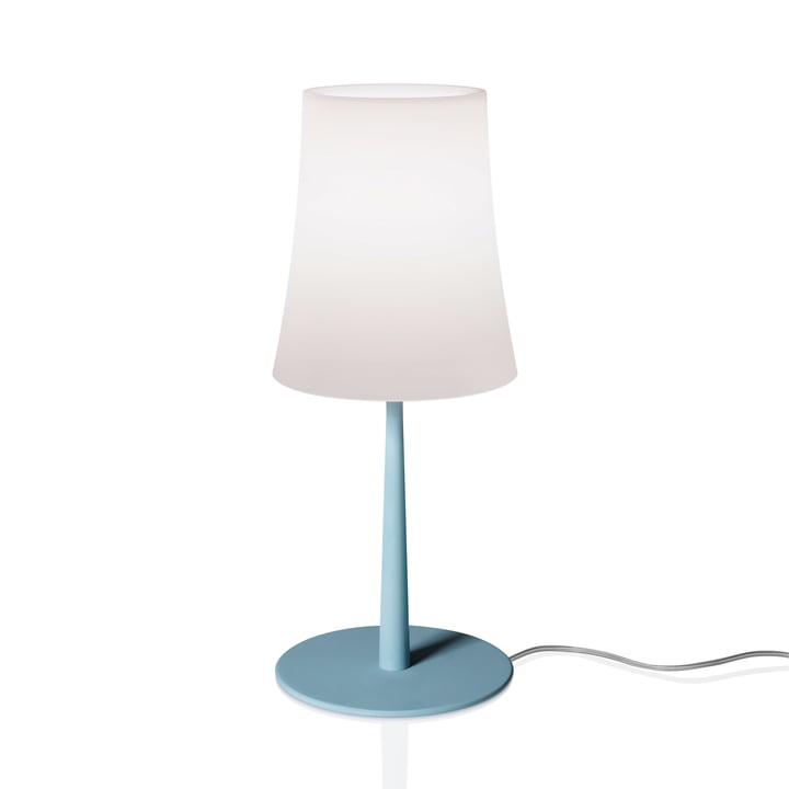 The Birdie Easy table lamp from Foscarini in azure blue