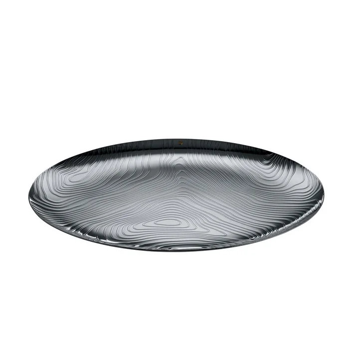 The Veneer tray from Alessi in stainless steel with relief decor