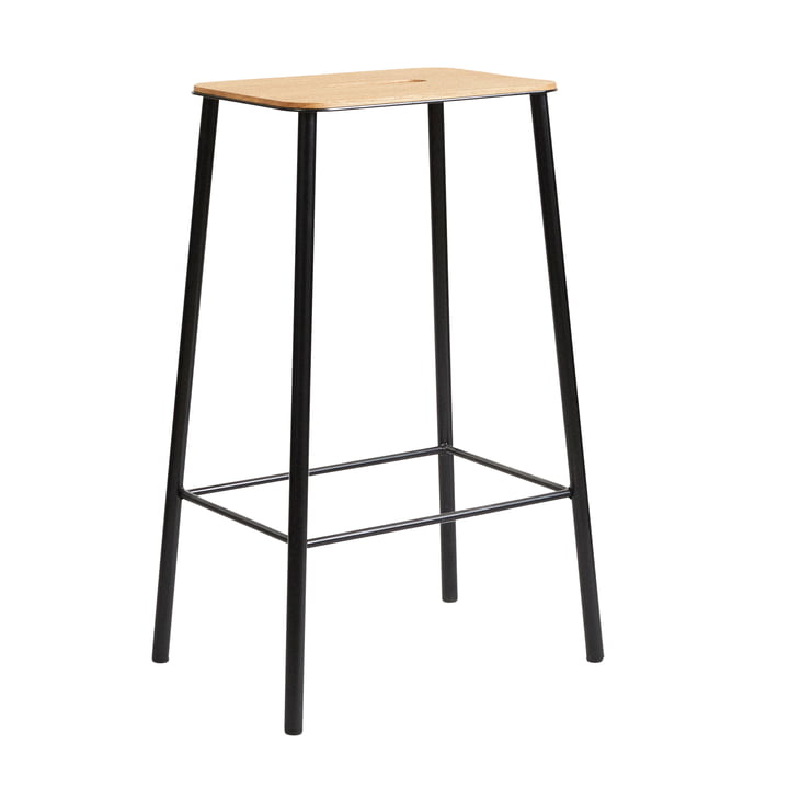 Adam Bar stool, H 65 cm, oak / black from Frama