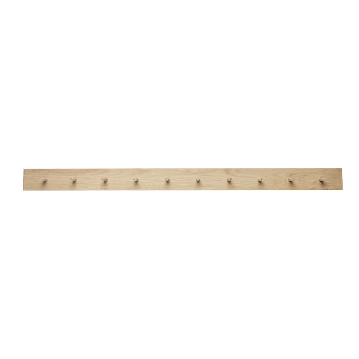 Hook rail with 10 hooks, length 140 cm, oak, natural by Hübsch Interior
