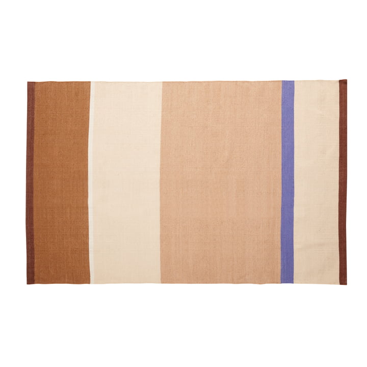 Striped carpet 120 x 180 cm, beige / sand / brown / blue from Hübsch Interior