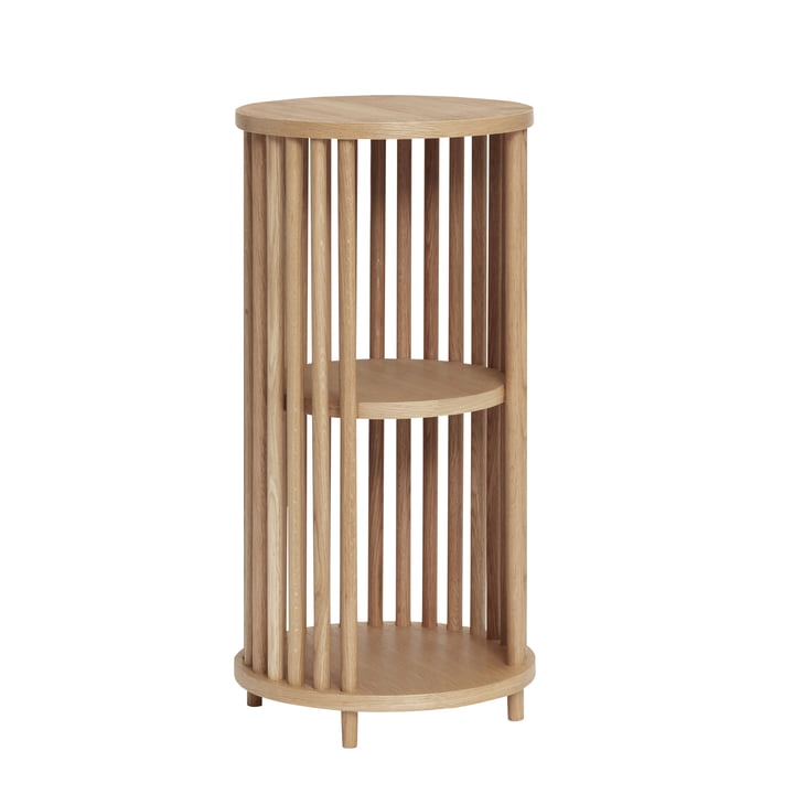 Side table with struts, round, 70 cm high, natural oak from Hübsch Interior